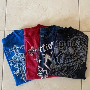 Lot of 4 Affliction Extreme Couture Boy t shirts
